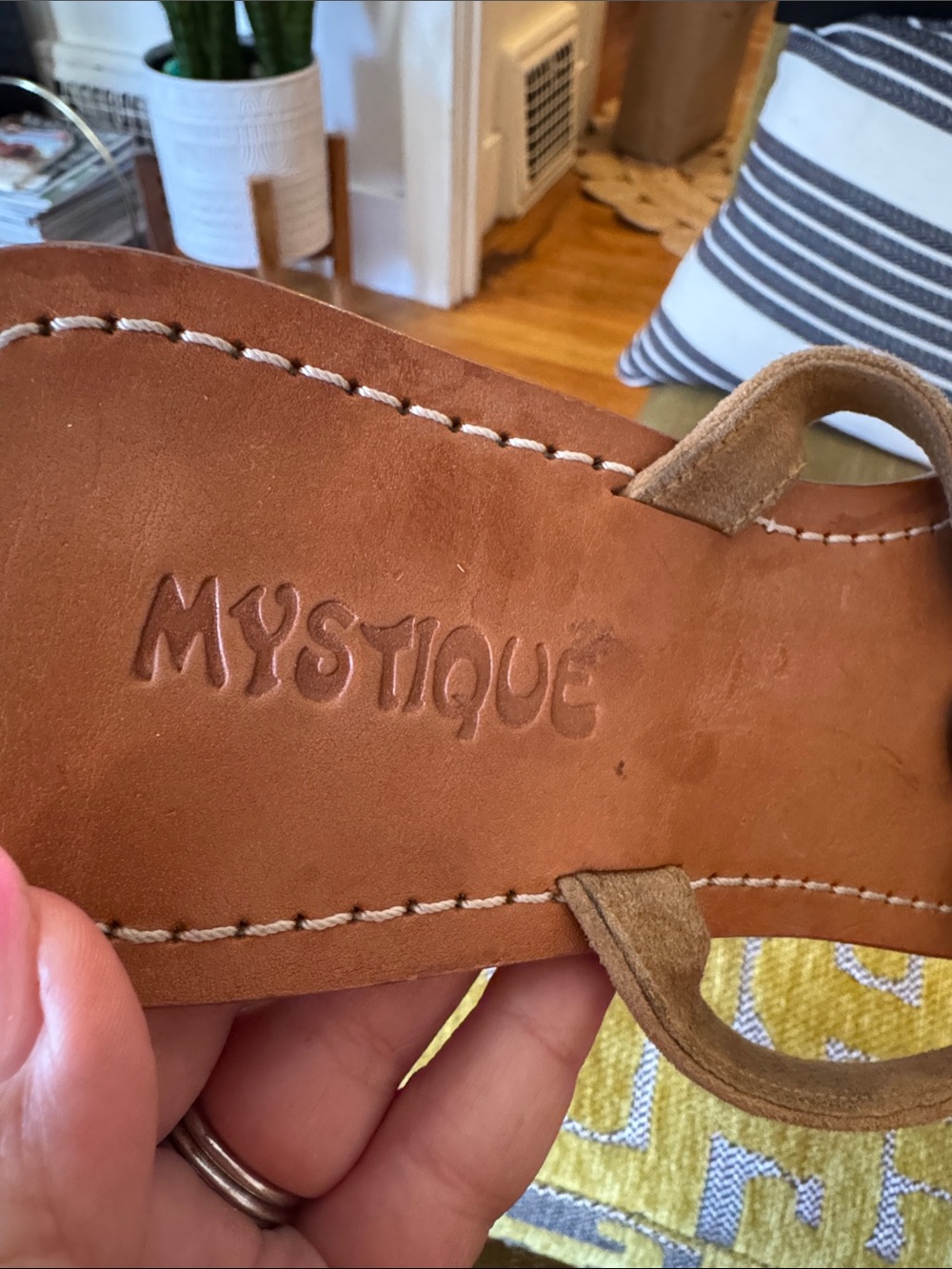 Mystique Boutique Brown Leather Sandal with Turquoise Accents - Picture 5 of 9